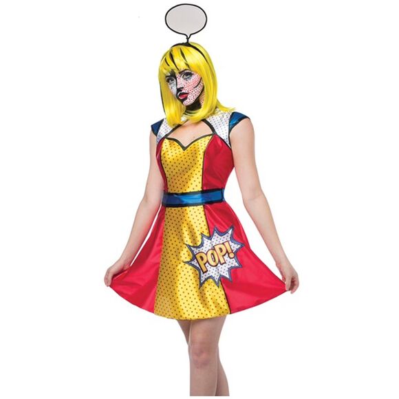 Pop Art Girl Costume Womens One Size - Picture 1 of 5